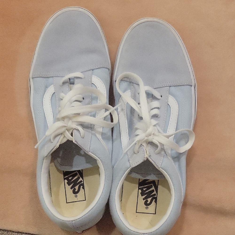 Vans Womens Light Blue and White Sneakers